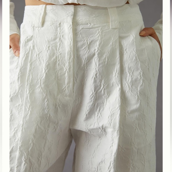 NWT Anthropologie Stella Nova Jill pants textured jacquard trouser barrel leg - Picture 4 of 11